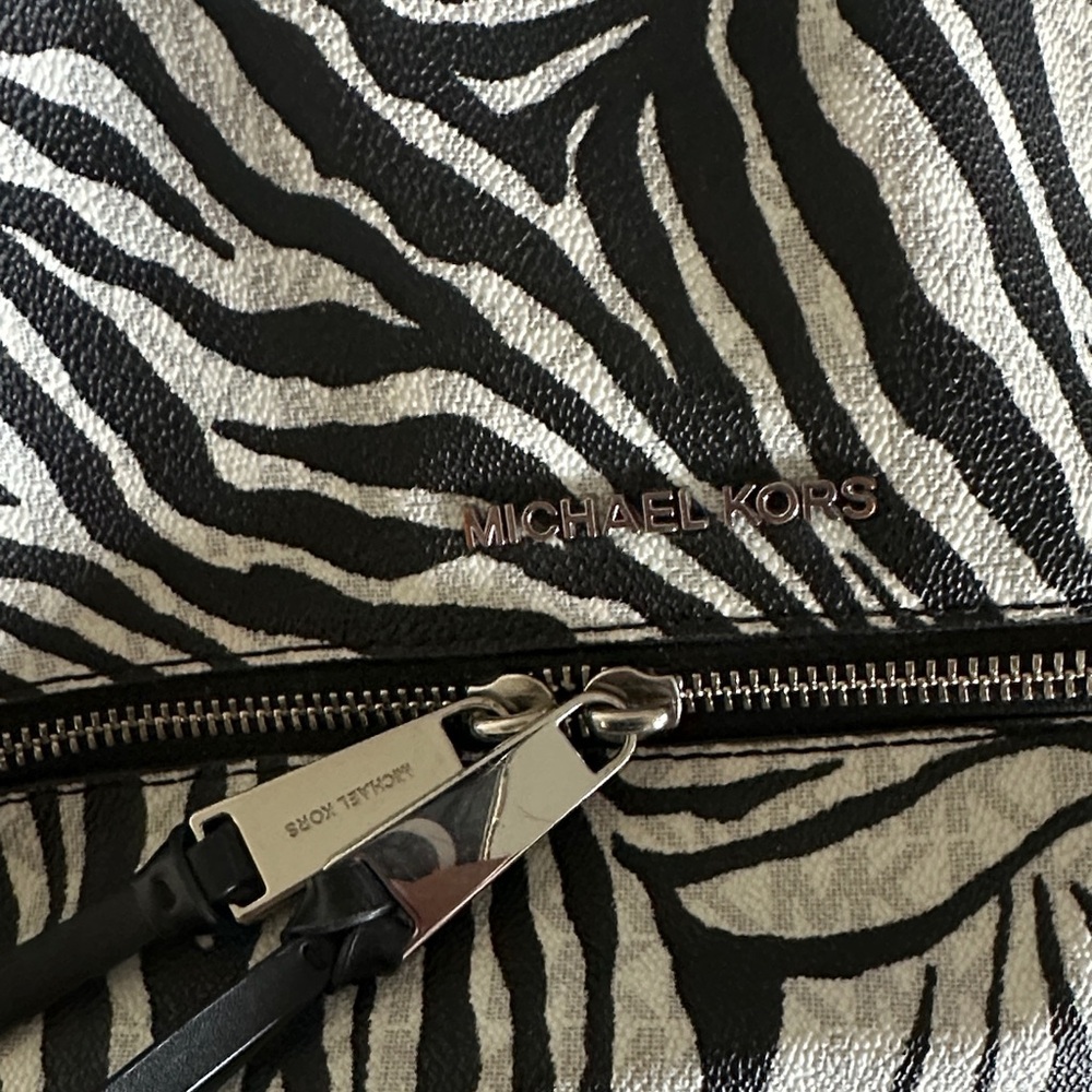 Michael Kors Black and White Zebra Backpack - Picture 3 of 3